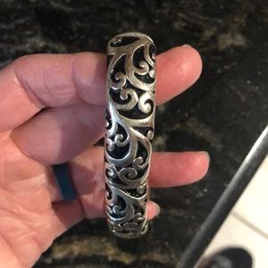 Black and silver tone stretch bracelet